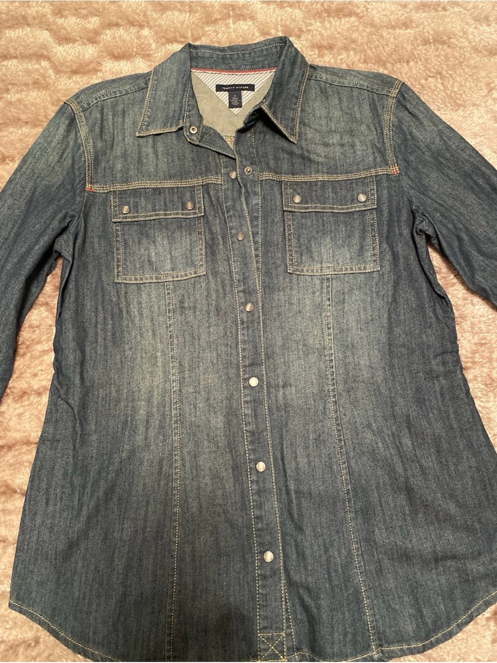 Tommy Hilfiger Blue Denim Snap-Front Shirt Jacket